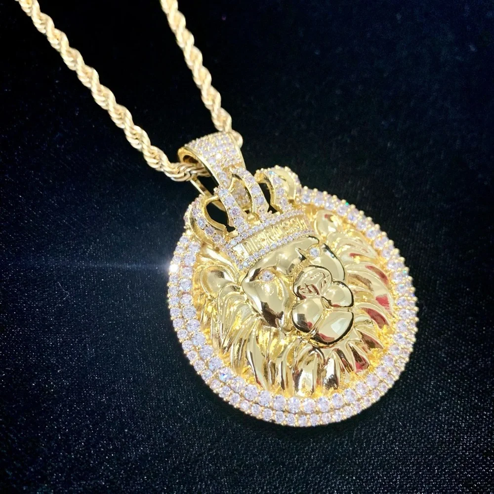 DE ROSSI LION KING LAB DIAMONDS 18K GOLD NEW CHAIN NECKLACE MADE IN ITALY!!